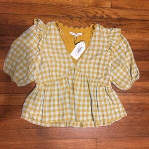 English Factory Mustard Checkered Blouse